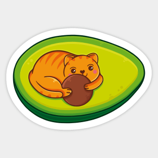 Avocado Cat Kawaii Art Sticker